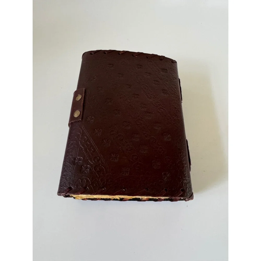 Chakra Stone Leather Embossed Journal Vintage Handmade Paper Diary Brown 5x7